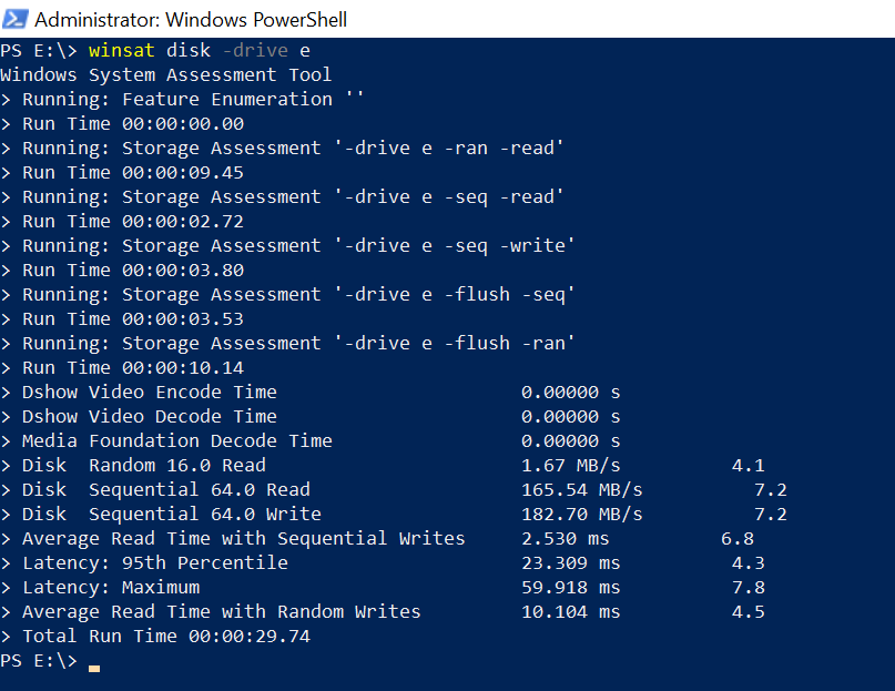 E Drive Speed Test Example
